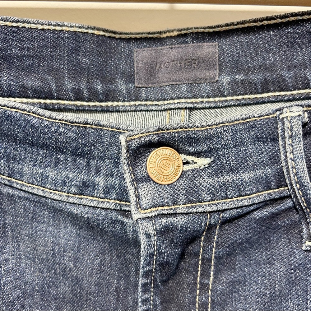 MOTHER Women's Boot Cut Jeans - Blue with Red Heart - Picture 5 of 16